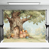 Lofaris Cartoon Tree House Forest Edge Honey Jar Backdrop